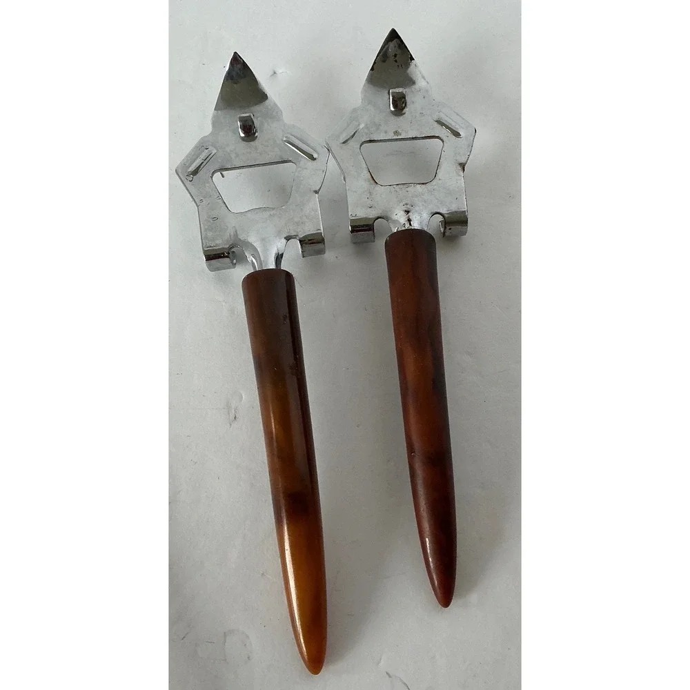 Vintage Bottle Can Opener Set Faux Tortoiseshell Bakelite Style‎ MCM